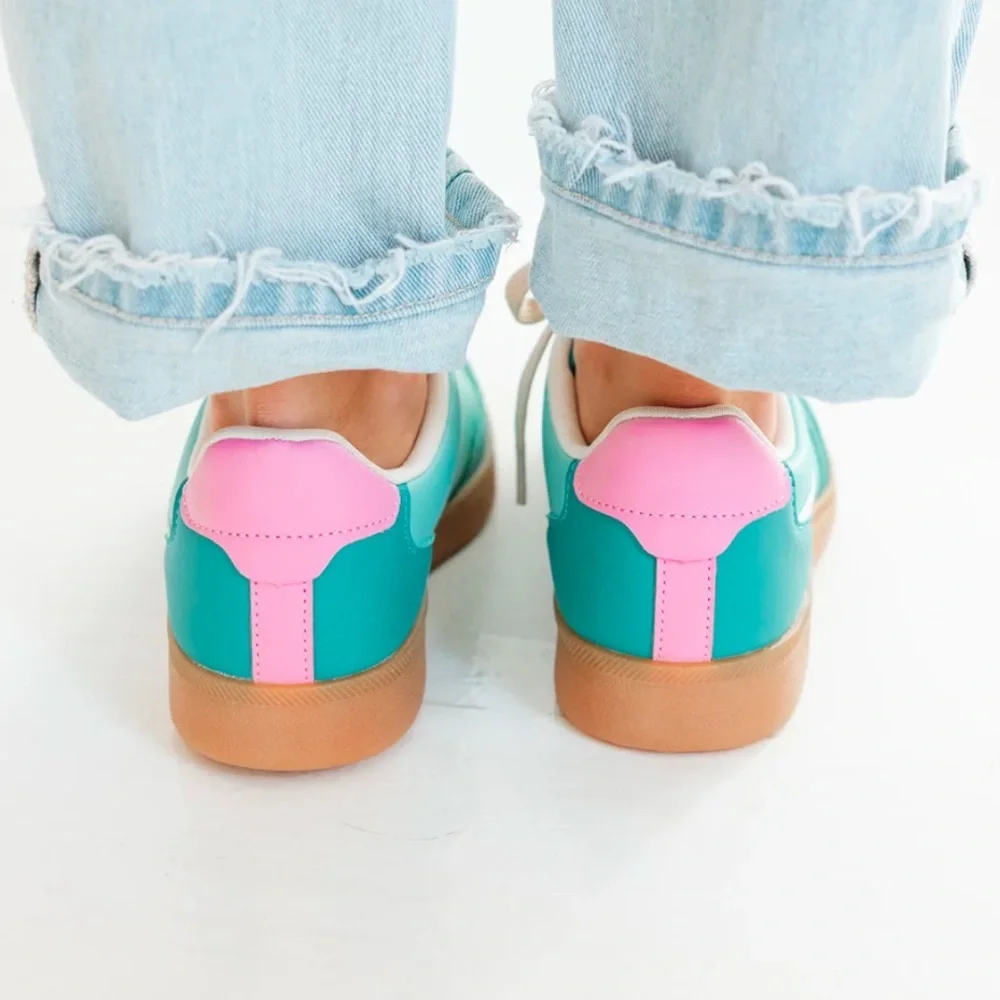 Brand NEW La Shiloh Women’s Stylish Teal and White Sneakers - Picture 3 of 8
